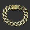 Accesorios de hip hop europeos y americanos para hombre, joyería con incrustaciones de diamantes de color, pulsera hipster con forma de hoja al por mayor
