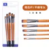 Set de 5 pinceles para óleo transfronterizo, pinceles para pintura acrílica y gouache, pinceles de acuarela con mango de madera, pinceles para óleo, venta al por mayor