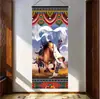 Tela Colgante Decoración de Casa de Huéspedes de Xizang Pintura de Tela Colgante de Pared de Fondo para Sala de Estar de Xizang Estilo Étnico Tapiz con Borlas para Sala de Té Tapiz Tapiz