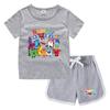 Conjunto de Camiseta e Shorts de Gola Redonda de Verão 2026 para Crianças Estilo Coreano Casual Absorvente de Suor Cor Doce Conjunto de Moletom para Crianças Pequenas