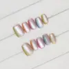 Uñas Postizas Artesanales Ojo de Gato Desmontables Manicura Uñas Cortas Estilo Ballet Tallas Variadas Uñas Postizas 10 Piezas Mayoreo