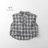 Ropa para niños Camisas a cuadros sin mangas para niños y niñas Tops personalizados Ropa para bebés Estilo coreano Versátil Moderna Ropa para niños Nuevo