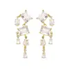 Brincos de franja super brilhantes, modernos, de luxo leve, com zircônia quadrada elegante para mulheres, únicos, requintados, de alta qualidade, simples e versáteis
