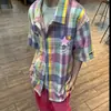 Cuadros Arcoíris Verano 2026 Mujeres Holgada Versátil Estilo Dopamina Pareja Moderna Nueva Camisa de Manga Corta