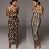 Ropa de Mujer de Comercio Exterior Nueva 2026, Estilo Europeo y Americano, Vestido sin Mangas con Cuello en V, Estampado de Leopardo, Ajustado