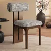 Silla de Comedor Francesa Nórdica de Madera Maciza, Silla con Respaldo Vintage para Comedor del Hogar, Estilo Antiguo de Diseñador, Hipopótamo Minimalista Lujo Ligero