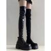 Net vermelho sola grossa botas de cano alto feminino 2024 outono e inverno novas botas de camurça de cano alto salto grosso moda pequena forrada de lã