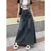 Falda de mezclilla de cintura alta para mujer 2024 Nuevo diseño retro Nicho talla grande Suelto Línea A Vestido
