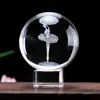 Bailarina de Ballet Cristal Tallado Interior Adorno 3D Estéreo Creativo Decoración de Escritorio Regalo Bola de Cristal Luz Nocturna Luminosa Personalizado