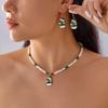 Conjunto de Collar y Aretes de Cuentas de Arroz con Copo de Nieve y Árbol de Navidad Europeo y Americano Transfronterizo Joyería Simple Colorida para las Fiestas Navideñas para Mujer