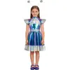 Fantasia de Alienígena para Meninas Roupa de Festa de Halloween Vestido Espacial Brilhante Fantasia de Robô do Espaço Sideral