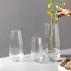 Florero de bambú de la suerte hidropónico transparente de gran diámetro, decoración para sala de estar, florero de lujo ligero, arreglo floral de cristal de alta gama