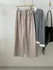 Pantalones finos de secado rápido para otoño temprano con bolsillos falsos para mujer, elegante versión coreana, adelgazantes y versátiles, pantalones rectos de pierna ancha con retazos, nuevo modelo 2026
