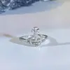 ¡Chica Saturno! Anillo Planeta Diamante Flash para Mujer Lujo Ligero Diseño de Nicho Anillo para Dedo Índice de Pareja Estilo Frío Alto Sentido