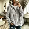 2026 Otoño Invierno Europa Nuevo Transfronterizo Color Sólido Casual Moda Botón Con Capucha Terciopelo Manga Larga Cárdigan Chaqueta Mujer