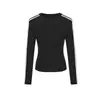 Camiseta de manga larga a rayas minimalista estilo coreano, de algodón 100% acanalado, 210g, para mujer, prenda básica para primavera, otoño e invierno, versión lisa sin estampado