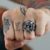 Anillo de Calavera Punk Nuevo Transfronterizo para Motociclista Tendencia para Hombres Anillo de Acero de Titanio Hip-Hop Elegante Europeo y Americano Venta al por Mayor