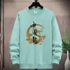 Sudadera Nueva para Hombre de Primavera y Otoño Pulóver de Tejido Compuesto para Hombre Cuello Redondo Holgada Talla Grande Deportiva Casual Dragón Chino Pesado