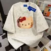 Camiseta de Algodón Puro Pesado de Nicho para Verano Personalizada Holgada Perezosa Adelgazante Tie-Dye Cuello Redondo Manga Corta Tops para Pareja para Hombres y Mujeres