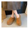 Sapatos Birkenstock de sola grossa para mulheres, para uso ao ar livre, novidades Outono/Inverno 2026, de calçar rápido, bico fechado, meio chinelo, sapatos confortáveis, com forro de pelúcia, chinelos peludos