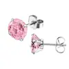 Brincos de tarracha 316 de aço inoxidável com quatro garras e zircônia cintilante para mulheres, brincos cravejados de diamantes, joias simples de tarracha para cartilagem da orelha