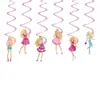 Decoração Original Festa Temática Barbie Feliz Aniversário Bandeira Rosa Balão Enfeite de Bolo Conjunto Pendente