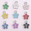 Pingente Colorido de Flor de Cerejeira em Esmalte e Liga de Metal Acessórios para Joias de Brinco, Colar, Pulseira DIY