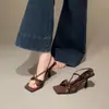 Sandálias de salto alto estileto com bico quadrado e aberto, estilo francês, com laço elegante, para mulheres, adequadas para o verão e para combinar com vestidos