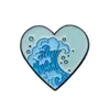 Cráneo de Dibujos Animados Creativo con Corazón Rojo, Lágrimas y Olas, Diseño Divertido, Broche de Aleación con Goteo de Aceite