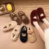 Zapatos de Felpa con Lazo Estilo Dulce para Mujer 2026 Invierno Versión Coreana Boca Baja Cálidos Zapatos de Algodón Zapatos Mary Jane
