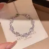 Pulseira de coração 3D em zircônia cúbica de luxo leve, estilo francês, uma joia única e sofisticada com design vintage e versátil, perfeita para mulheres