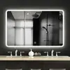 Espejo de baño LED inteligente antivaho de alta definición, rectangular, simple y elegante, espejo de pared para baños de hotel