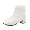 Botines Lolita, botines de encaje de comercio exterior estilo cheongsam, botines cortos dulces, botines de princesa, tacones gruesos estilo chino con bordado
