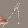 Grampo de Cabelo Borboleta de Cristal para Mulheres, Grampo de Cabelo de Alto Padrão Estilo Chinês Novo, Grampo de Cabelo Estilo Antigo, Grampo de Cabelo com Franja