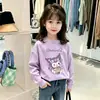 Camisetas Infantis de Algodão Puro Versáteis Desenho Animado Meninas Manga Longa Estampada Estilo Novo Elegante Camada Base