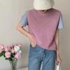 Primavera y Otoño 2023 Nuevo Estilo Ropa Exterior Chaleco de Punto de Cuello Redondo Calado Capas Suelto Versátil Chaleco Suéter Transpirable y Cómodo