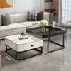 Gabinete de TV em Pedra Sinterizada Moderno Minimalista Gabinete de Chão Sala de Estar Apartamento Pequeno Gabinete de TV Extensível Luxo Leve Combinação Integrada com Mesa de Centro