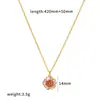 Colar Floral Retrô Estilo Vintage com um Toque Elegante e de Alto Padrão, Pingente de Flor Esmaltada, Colar de Aço Inoxidável Dourado 18K para Mulheres
