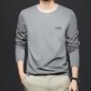 Camiseta modal de manga larga para hombre con cuello redondo, camiseta básica de primavera y otoño, ropa para mediana edad, nueva camiseta 2025 de alta calidad