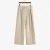Calça Casual Ampla de Tecido Macio Plus Size Estilo Inverno 2026 Tamanho Grande Cintura Elástica Cordão Emagrecimento Perna Reta Calça Longa NK1320