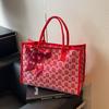 Bolsa de Casamento Grande Capacidade com Palavra Feliz para Mulheres 2026 Nova Bolsa de Mão para Noiva Bolsa Tote Vermelha de Ombro
