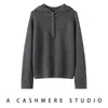 Suéter con capucha de cachemira para mujer, 26 otoño/invierno nuevo diseño de moda sudadera de cachemira de color liso, abrigo suéter casual holgado