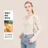 Nuevo Top de Color Sólido con Cuello en V para Mujer Otoño e Invierno Camiseta de Manga Larga de Calidez Media para Mujer Ropa Interior de Capa Base Camisa de Capa Base Cálida Ajustada para Mujer