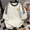 2026 Nuevo Estilo de Verano Camiseta de Manga Corta con Retazos de Color Contrastante, Estilo Casual Perezoso, Estampado Divertido, Top Vintage de Ropa de Trabajo