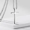 Colar Cruz de Aço Inoxidável 304 Estilo Novo Europeu e Americano Transfronteiriço para Homens, Acessório de Corrente para Suéter com Pingente de Cruz Versátil da Moda