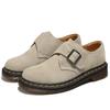 Zapatos Bajos de Piel Pequeños 1461 para Mujer, Botines Cortos Estilo Británico con Hebilla, Gamuza Piel Genuina de Vaca, Punta Redonda, Zapatos Casuales Versátiles para el Trabajo para Hombre
