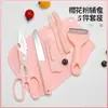 Juego de Cuchillos de Acero Inoxidable para Cocina de Comida para Bebés, Cuchillo para Cortar Verduras, Tabla de Cortar, Utensilios de Cocina, Cuchillo para Frutas, Pelador, Cuchillo Antibacteriano