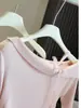 Top de punto con un hombro, diseño estilo francés, mariposa, manga larga para mujer, Nuevo Primavera 2026, sin hombros, impresionante camisa básica