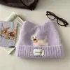 Chapéu de Lã Fofo com Orelhas de Cachorro para Mulheres, Chapéu de Lã Quente de Inverno para Cabeça Grande com Proteção para Orelhas, Chapéu Baotou Tricotado