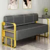 Sofá de Barbería de Moda Silla de Espera Salón de Peluquería Belleza Salón de Uñas Área de Descanso Sofá Largo de Acero Inoxidable de Lujo Ligero